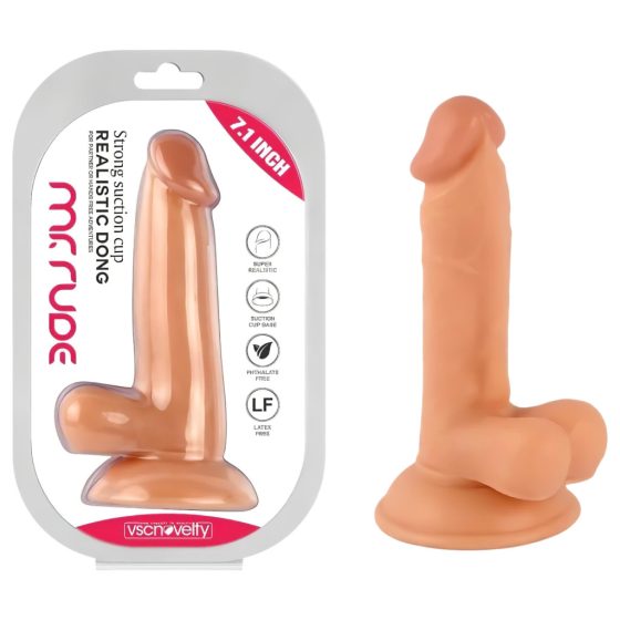 Mr. Rude - suction-cup, realistic dildo with testicles - 17cm (natural)