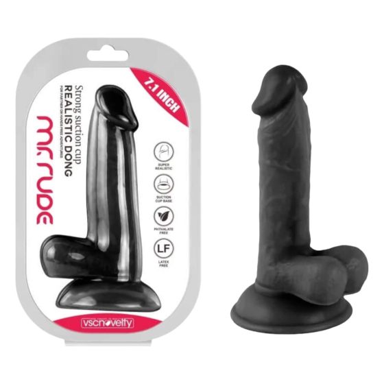 Mr. Rude - Suction Cup Realistic Dildo - 17cm (Black)