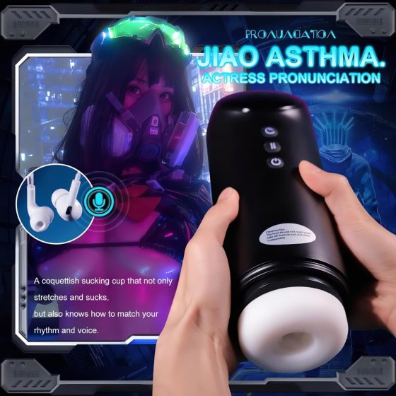 Leopard - Rechargeable Thrusting Vibrating Masturbator (Black)