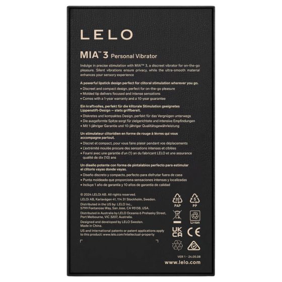 LELO Mia 3 - Travel Lipstick Vibrator (Purple)