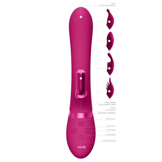 Vive Chou - Rechargeable, Interchangeable Head Clitoral Vibrator (Pink)