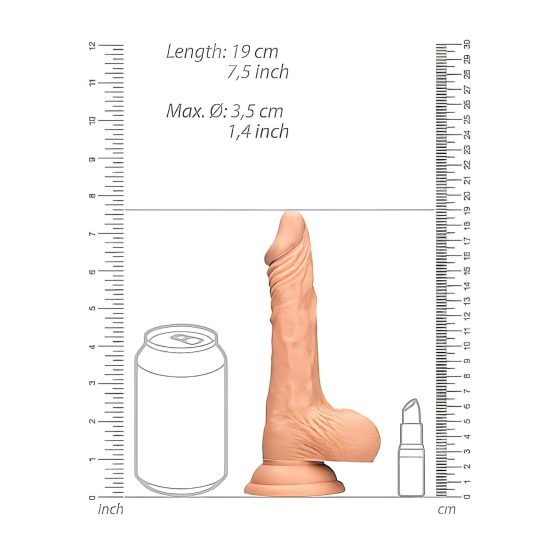 RealRock Dong 7 - Realistic Dildo with Testicles (17cm) - Natural