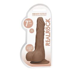   RealRock Dildo 7 - Realistic with Testicles (17cm) - Dark Natural