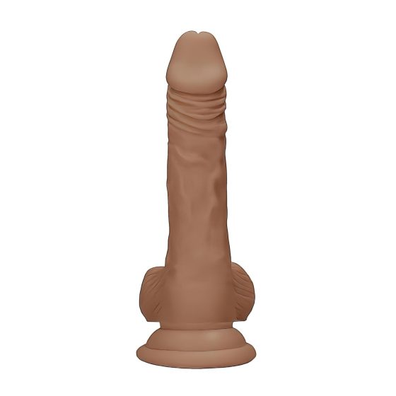 RealRock Dildo 7 - Realistic with Testicles (17cm) - Dark Natural