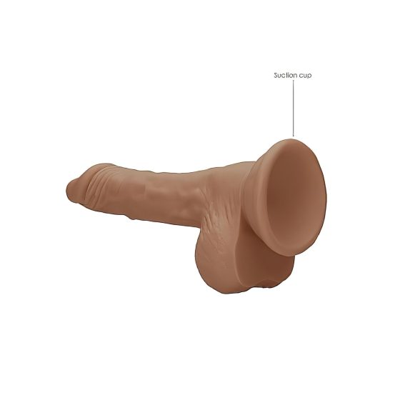 RealRock Dildo 7 - Realistic with Testicles (17cm) - Dark Natural