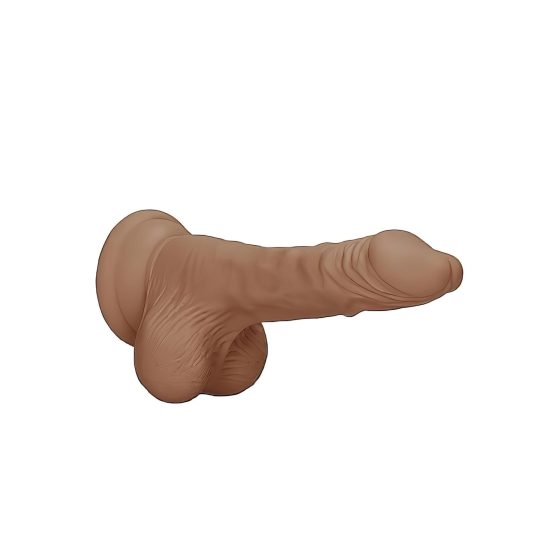 RealRock Dildo 7 - Realistic with Testicles (17cm) - Dark Natural