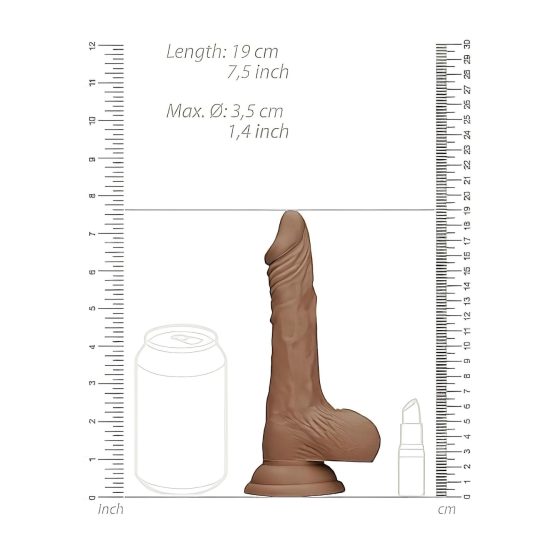 RealRock Dildo 7 - Realistic with Testicles (17cm) - Dark Natural