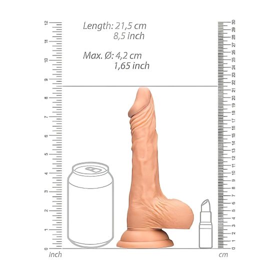 RealRock Dong 8 - Realistic Dildo with Testicles (8 Inches) - Natural