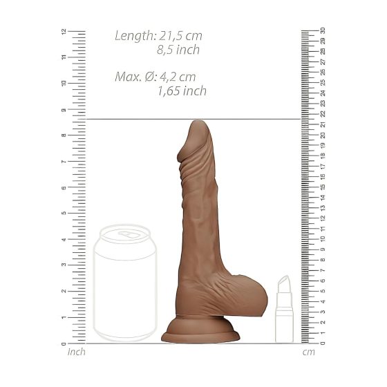 RealRock Dong 8 - Lifelike Dildo with Testicles (20cm) - Dark Natural