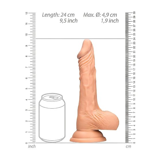 / RealRock Dildo 9 - Lifelike with Balls, 9 inches - Natural