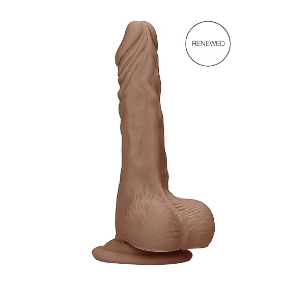 / RealRock Dong 9 - lifelike dildo with balls (23cm) - dark natural