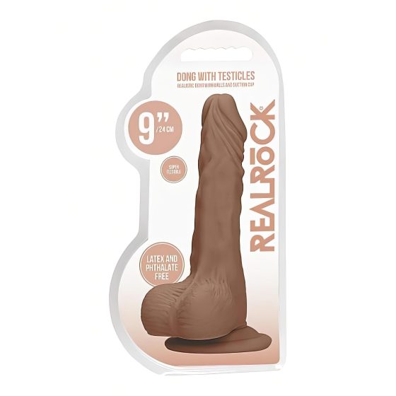 RealRock 9 Dildo with Balls - Dark Natural"