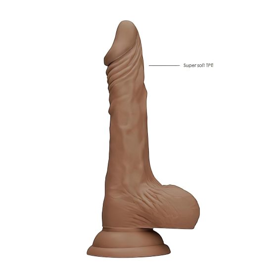 / RealRock Dong 9 - lifelike dildo with balls (23cm) - dark natural