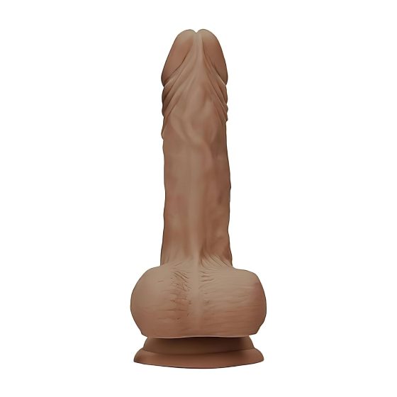 / RealRock Dong 9 - lifelike dildo with balls (23cm) - dark natural