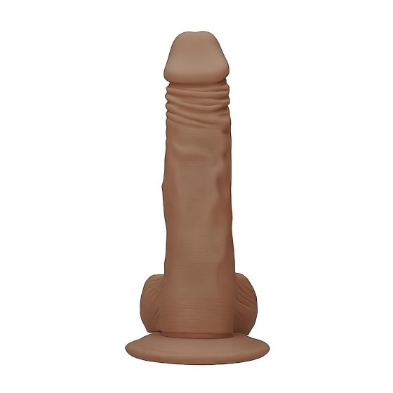 / RealRock Dong 9 - lifelike dildo with balls (23cm) - dark natural