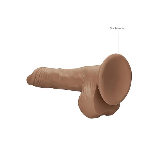 / RealRock Dong 9 - lifelike dildo with balls (23cm) - dark natural