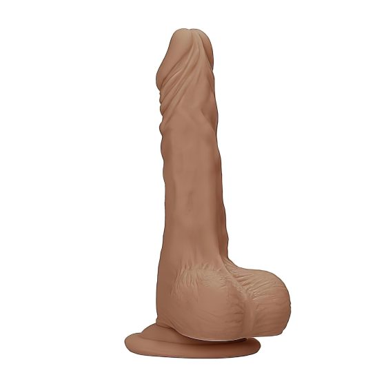 / RealRock Dong 9 - lifelike dildo with balls (23cm) - dark natural