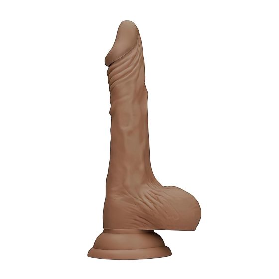 RealRock Dong 10 - Realistic Dildo with Testicles (25cm) - Dark Natural