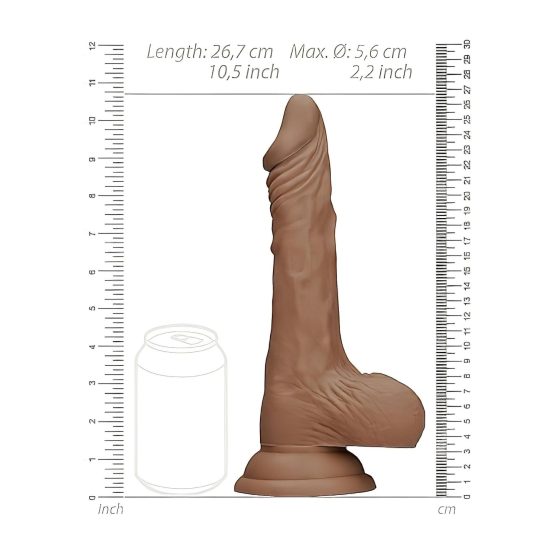 RealRock Dong 10 - Realistic Dildo with Testicles (25cm) - Dark Natural