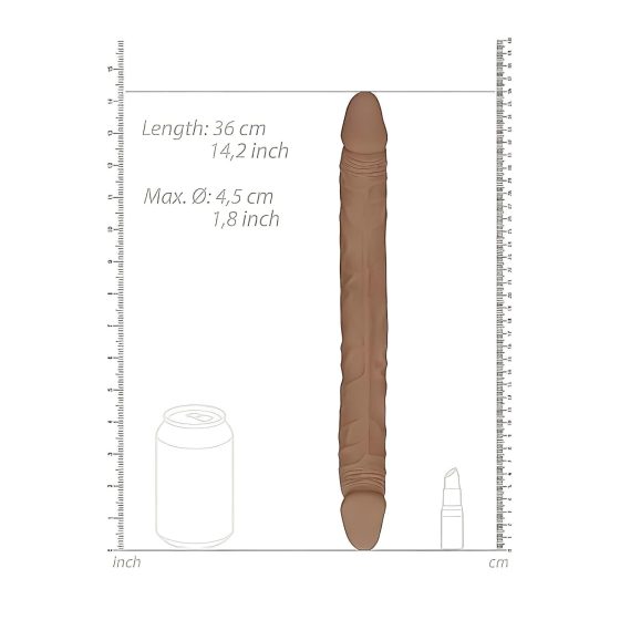 RealRock Double Dong 14 - Dark Natural Double Dildo (36cm)