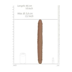 RealRock Double Dong 18 - Double Dildo (46cm) - Dark Natural