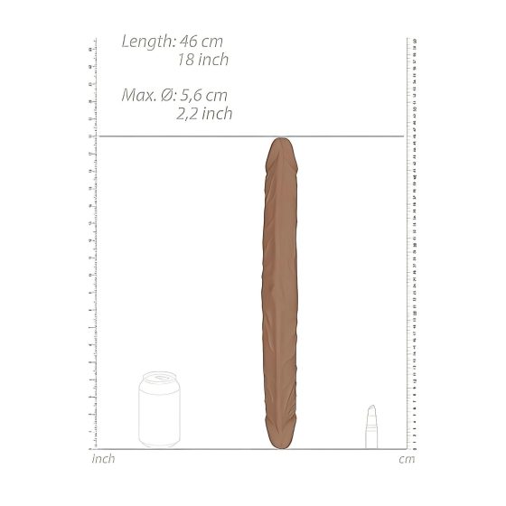 RealRock Double Dong 18 - Double Dildo (46cm) - Dark Natural