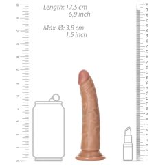   RealRock Slim - 15.5cm Realistic Dildo with Suction Cup (Dark Natural)