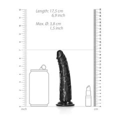   RealRock Slim - Realistic Dildo with Suction Cup - 6.1 Inches (Black)