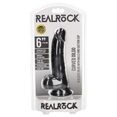   RealRock Suction Cup Realistic Dildo with Balls - 6.1in (Black)