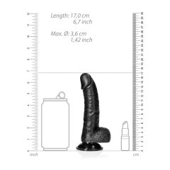   RealRock Suction Cup Realistic Dildo with Balls - 6.1in (Black)