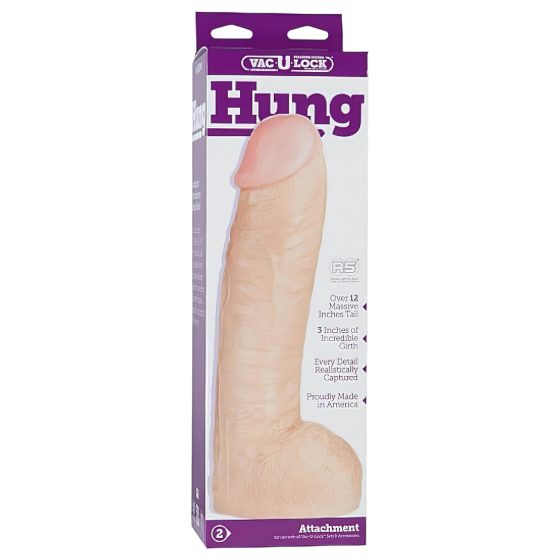 Doc Johnson Vac-U-Lock Hung 12 - Realistic Dildo with Balls (Natural)