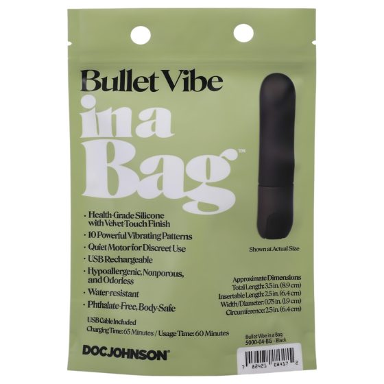 Doc Johnson Bullet Vibrator - Rechargeable, Waterproof (Black)