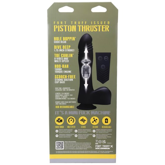 Doc Johnson Mini F-Machine Piston - wireless thrusting vibrator (black)