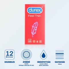 Durex Feel Thin - Realistic Sensation Condoms (12 pack)