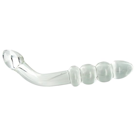 Prisms Hamsa - double-ended, G-spot glass dildo (transparent)