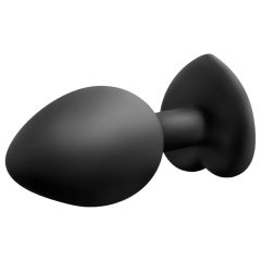   Temptasia S - silver heart-shaped jeweled anal plug (black) - small