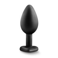   Temptasia M - Silver Stoned, Heart Anal Dildo (Black) - Medium