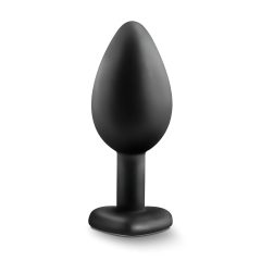   Temptasia M - silver-stoned heart-shaped anal plug (black) - medium