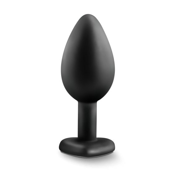 Temptasia M - Silver Stoned, Heart Anal Dildo (Black) - Medium