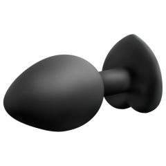   Temptasia M - silver-stoned heart-shaped anal plug (black) - medium