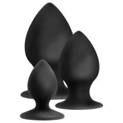   Anal Adventures Platinum Stout - Anal Dildo Set - 3pcs (Black)