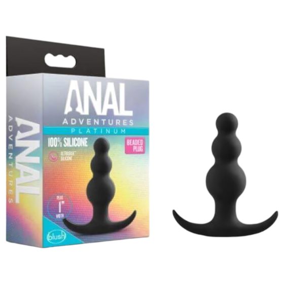 Anal Adventures Platinum - beaded anal plug (black)