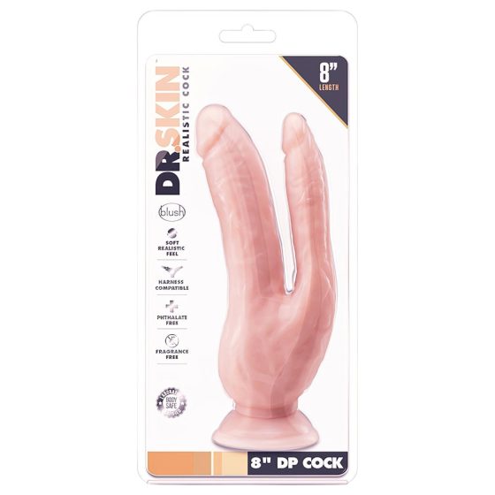 Dr. Skin 8 - Suction Cup Double Dildo (Natural)