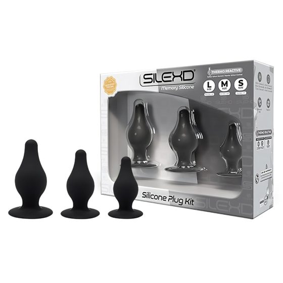 Silexd - Silicone Anal Dildo Set - 3 Pieces (Black)