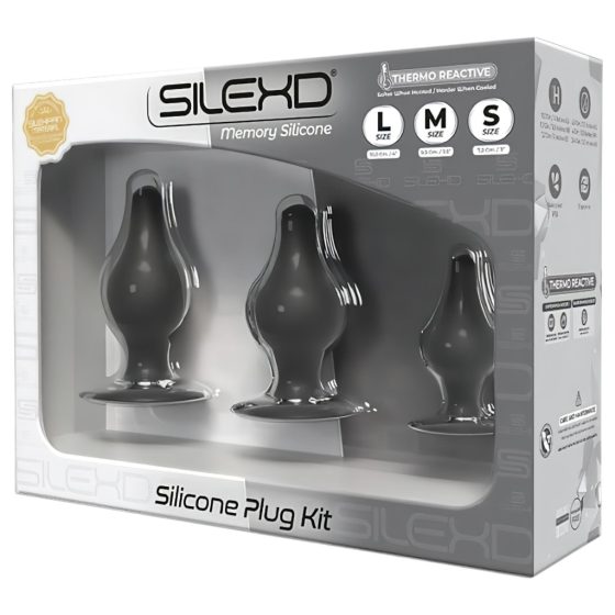 Silexd - Silicone Anal Dildo Set - 3 Pieces (Black)