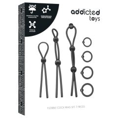 Addicted Toys - Silicone Cock Ring Set - 7 pcs (Black)