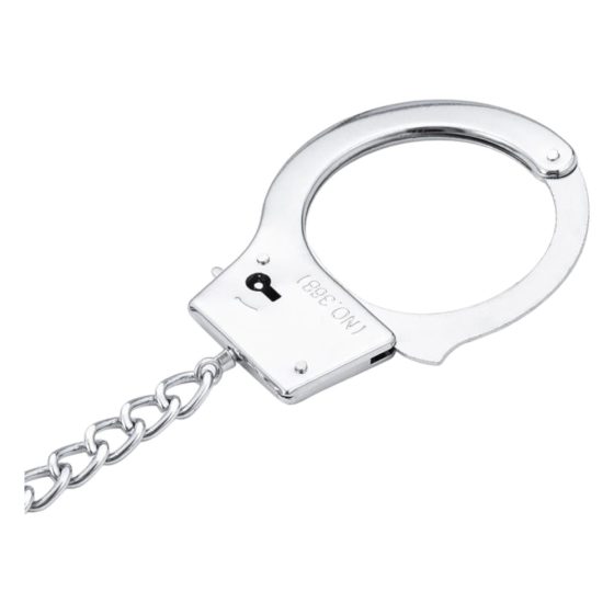 LateToBed BDSM - Handcuffs with Anal Dildo (Silver)