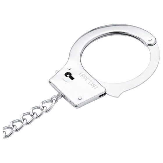 LateToBed BDSM - cuffs with anal dildo (silver)