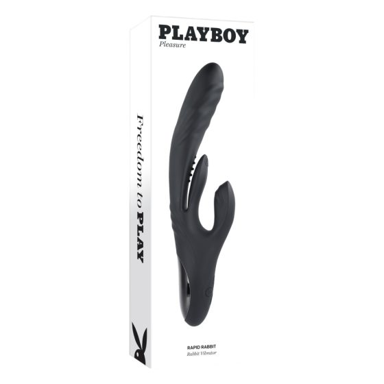 Playboy Rapid Rabbit - rechargeable rabbit vibrator (black)