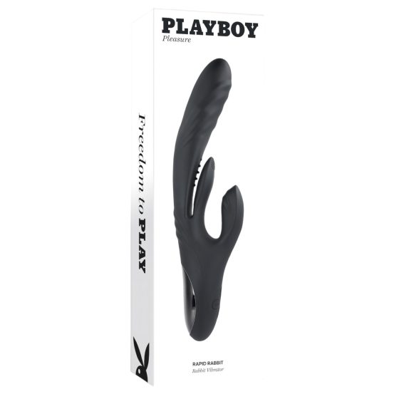 Playboy Rapid Rabbit - rechargeable rabbit vibrator (black)